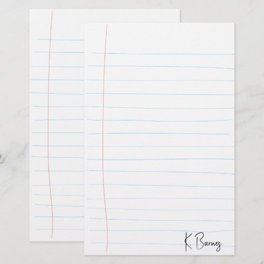 Papeterie Papier ligné dessiné à la main (Devant / Derrière)
