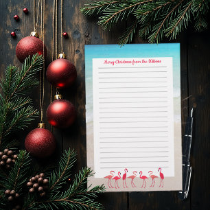 Papeterie Papier ligné pour lettre de Noël motif flamants ro