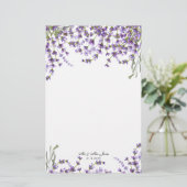 Papeterie Papier mariage à feuilles de lavande vert (Debout devant)