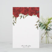 Papeterie Papier mariage vert à roses rouges (Debout devant)