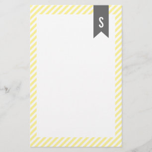 Papeterie Papier Monogramme à rayures jaunes