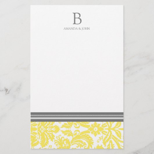 Papeterie Papier Monogramme citron Mariage damassé (Devant)