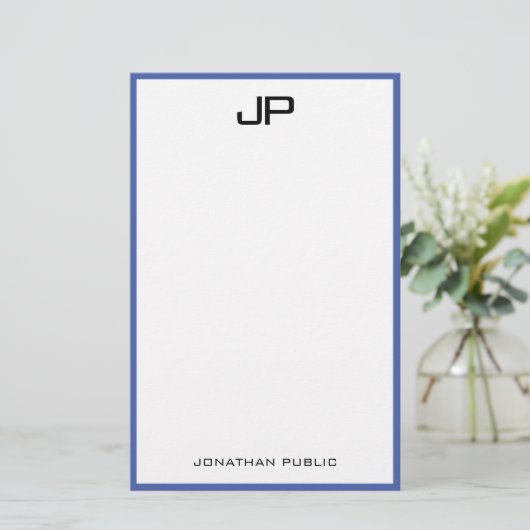 Papeterie Papier Monogramme manuscrit Modèle simple (Debout devant)