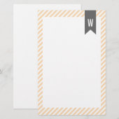 Papeterie Papier Monogramme Orange Stripes (Devant / Derrière)