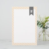 Papeterie Papier Monogramme Orange Stripes (Debout devant)