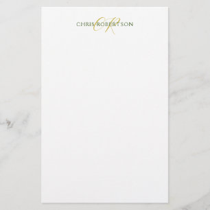 Papeterie Papier Monogramme Personnalisé Or Noir Blanc Calli