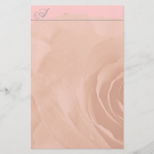Papeterie Papier Monogramme Rose Faded sur rose pâle (Devant)