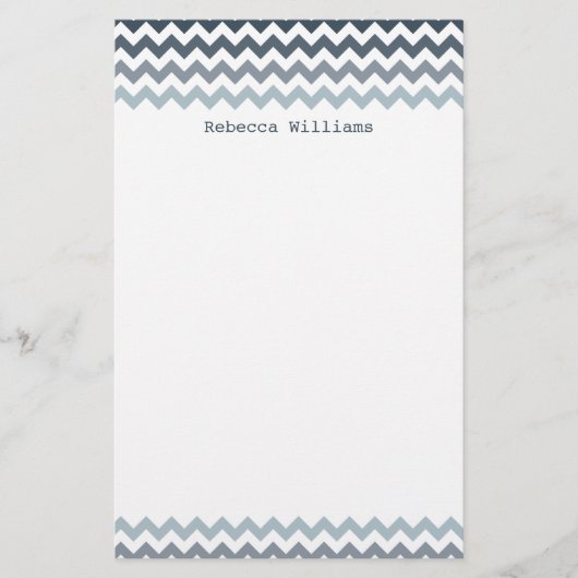 Papeterie Papier Motif Blue Chevron Zigzags (Devant)