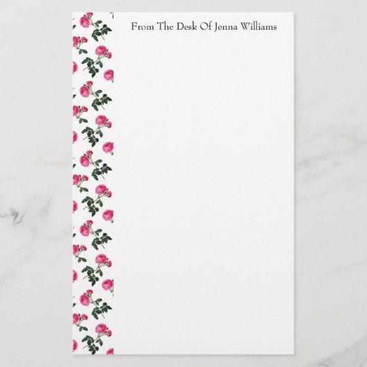 Papeterie Papier Motif rose (Devant)