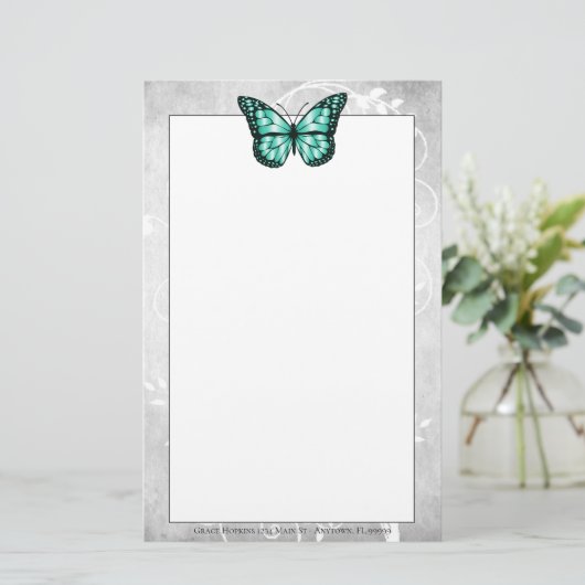 Papeterie Papier papillon Turquoise brillant (Debout devant)