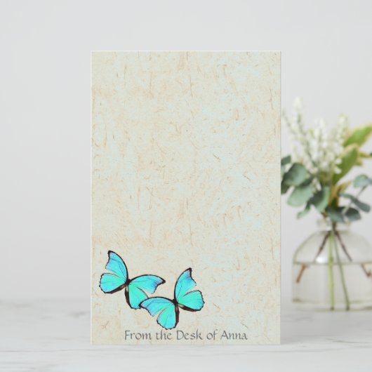 Papeterie Papier papillon Turquoise Faux papillon fait main (Debout devant)