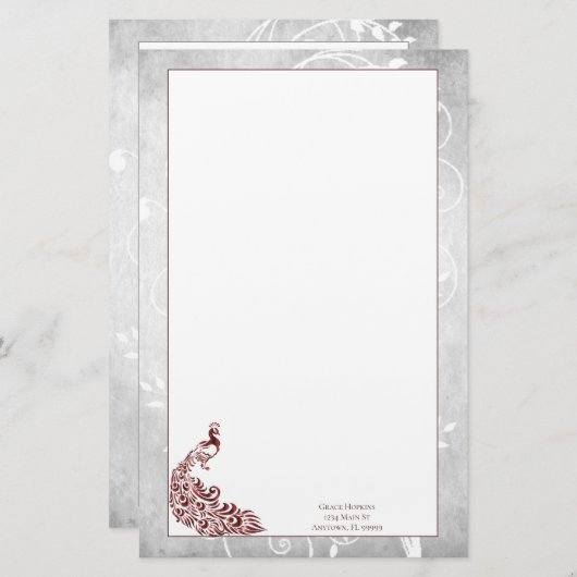 Papeterie Papier Peacock Rouge (Devant / Derrière)