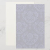 Papeterie Papier peint bleu fleuri damassé de luxe (Devant / Derrière)