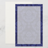 Papeterie Papier peint bleu fleuri damassé de luxe (Devant / Derrière)