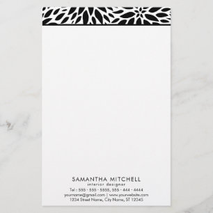 Papeterie Papier professionnel moderne noir blanc Dahlias