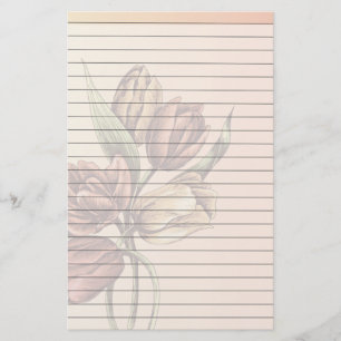 Papeterie Papier rayé avec des tulipes