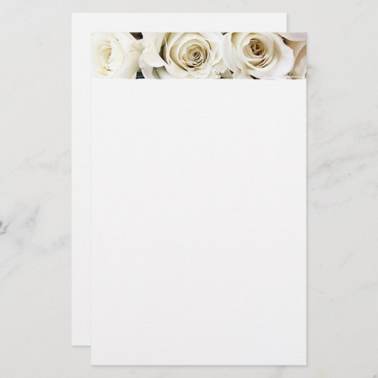Papeterie Papier Roses Blanches (Devant / Derrière)