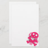 Papeterie Papier stationnaire de crâne rose (Devant / Derrière)
