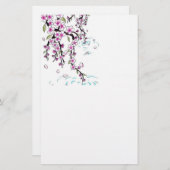 Papeterie papier stationnaire de fleurs de cerisier (Devant / Derrière)
