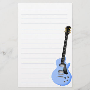 Papeterie papier stationnaire de guitare bleue