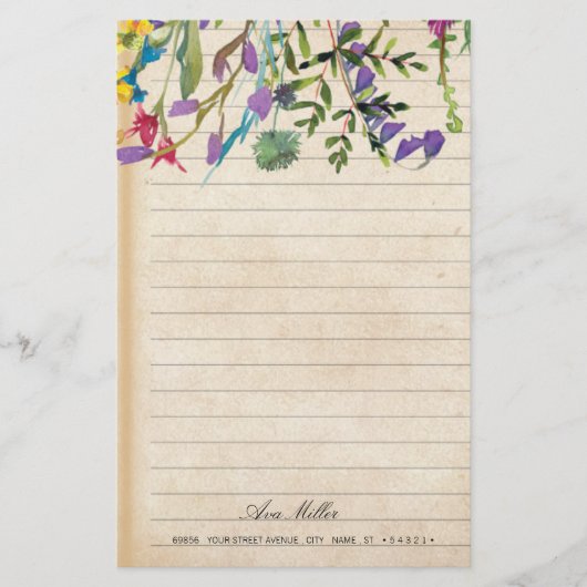 Papeterie Papier stationnaire Floral vintage (Devant)