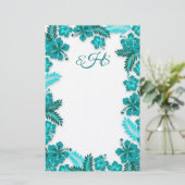 Papeterie Papier vierge monogramme turquoise Aqua Hibiscus (Debout devant)