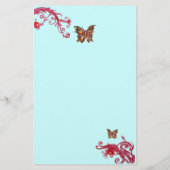 Papeterie PAPILLON D'OR ET BAIES ROUGES Floral Bleu sarcelle (Dos)