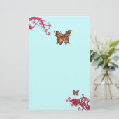 Papeterie PAPILLON D'OR ET BAIES ROUGES Florale Bleu sarcell (Debout devant)