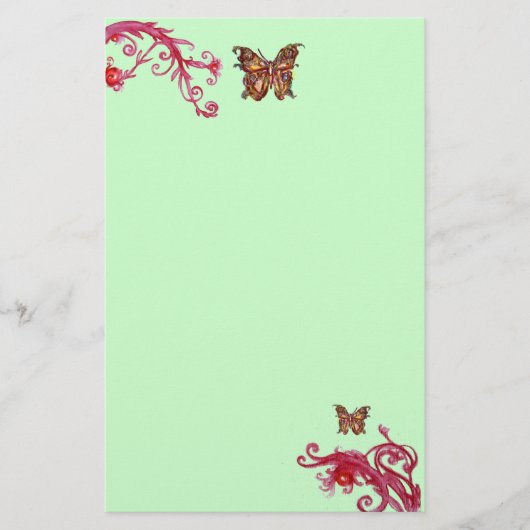 Papeterie PAPILLON D'OR , rouge rose vert (Devant)