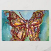 PAPETERIE PAPILLON D'OR SUR FOND BLEU (Dos)