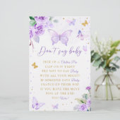 Papeterie Papillon floral pourpre ne pas dire Baby shower je (Debout devant)