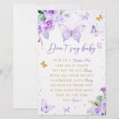 Papeterie Papillon floral pourpre ne pas dire Baby shower je (Devant / Derrière)