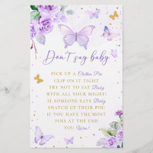 Papeterie Papillon floral pourpre ne pas dire Baby shower je