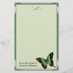 Papeterie Papillon métallique vert