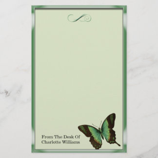 Papeterie Papillon métallique vert