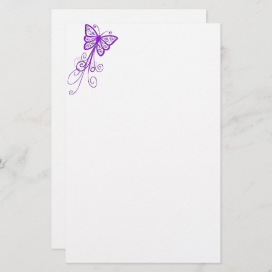 Papeterie Papillon pourpre (Devant / Derrière)