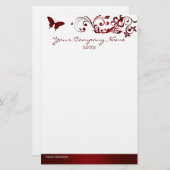 Papeterie Papillon rouge (Devant / Derrière)