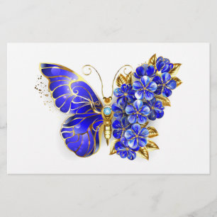 Papeterie Papillon saphir à fleurs