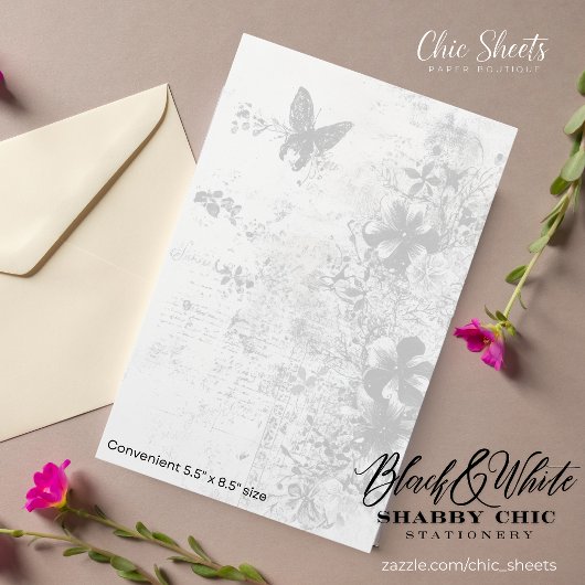 Papeterie Papillon Shabby Chic Noir & Blanc
