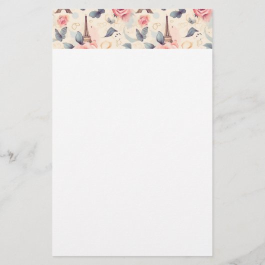 Papeterie Papillon Tour Eiffel et Motif Rose (Dos)