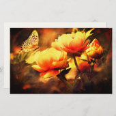 Papeterie Papillon vintage et fleurs (Devant / Derrière)