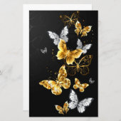 Papeterie Papillons blancs et dorés (Devant / Derrière)