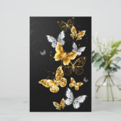 Papeterie Papillons blancs et dorés (Debout devant)