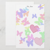 Papeterie papillons colorés et coeurs amoureux (Devant / Derrière)