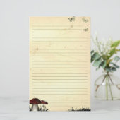 Papeterie Papillons et champignons Papier à papier vieilli (Debout devant)