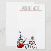 Papeterie Papillons et Coeurs Personnalisés (Devant / Derrière)