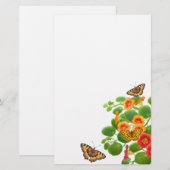 Papeterie Papillons et fleurs de nasturtium Papier à lettres (Devant / Derrière)