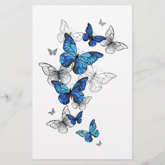 Papeterie Papillons volants bleus Morpho (Devant)