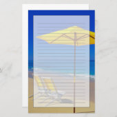 Papeterie Parapluie de plage jaune et chaises impeccables (Devant / Derrière)