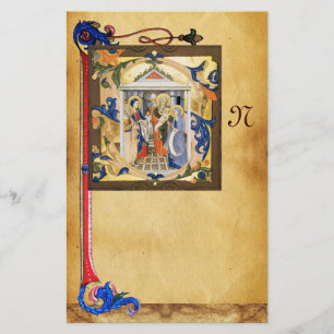 PAPETERIE PARCHEMENT DE NATIVITÉ AVEC MONOGRAMME FLORENTIN